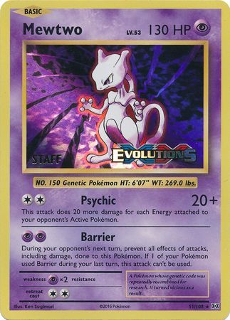 Mewtwo (51/108) (XY Evolutions Staff Prerelease) [XY: Black Star Promos] | L.A. Mood Comics and Games