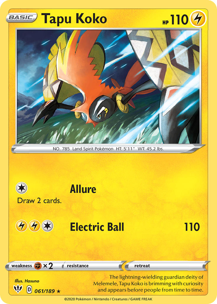 Tapu Koko (061/189) (Theme Deck Exclusive) [Sword & Shield: Darkness Ablaze] | L.A. Mood Comics and Games