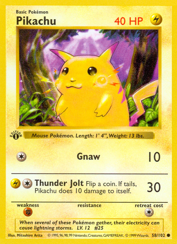 Pikachu (58/102) (Shadowless) [Base Set 1st Edition] | L.A. Mood Comics and Games