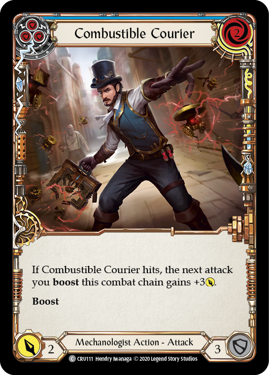 Combustible Courier (Blue) [CRU111] (Crucible of War)  1st Edition Rainbow Foil | L.A. Mood Comics and Games