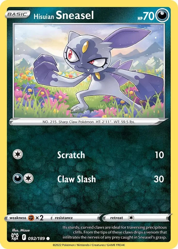 Hisuian Sneasel (092/189) (Theme Deck Exclusive) [Sword & Shield: Astral Radiance] | L.A. Mood Comics and Games