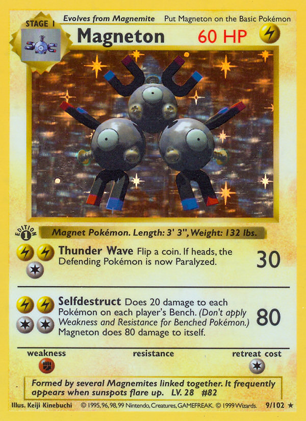 Magneton (9/102) (Shadowless) [Base Set 1st Edition] | L.A. Mood Comics and Games