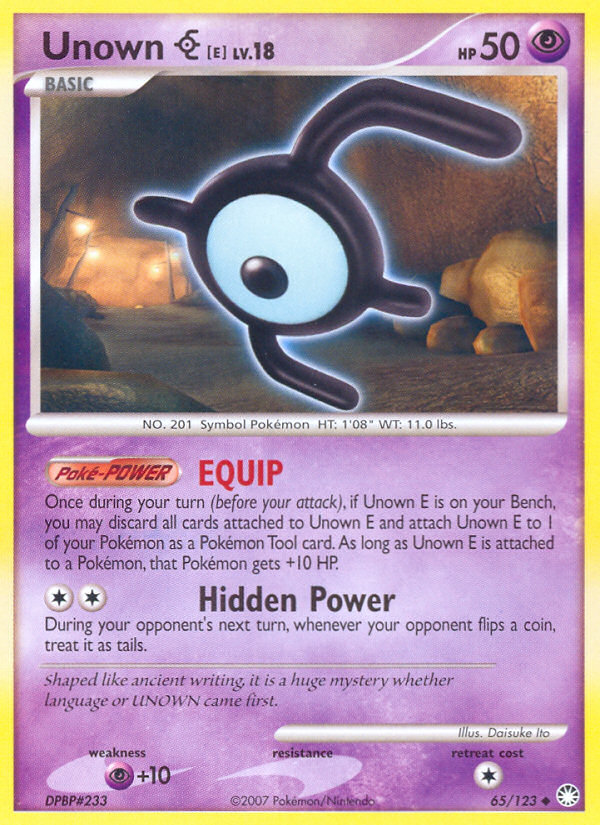 Unown E (65/123) [Diamond & Pearl: Mysterious Treasures] | L.A. Mood Comics and Games