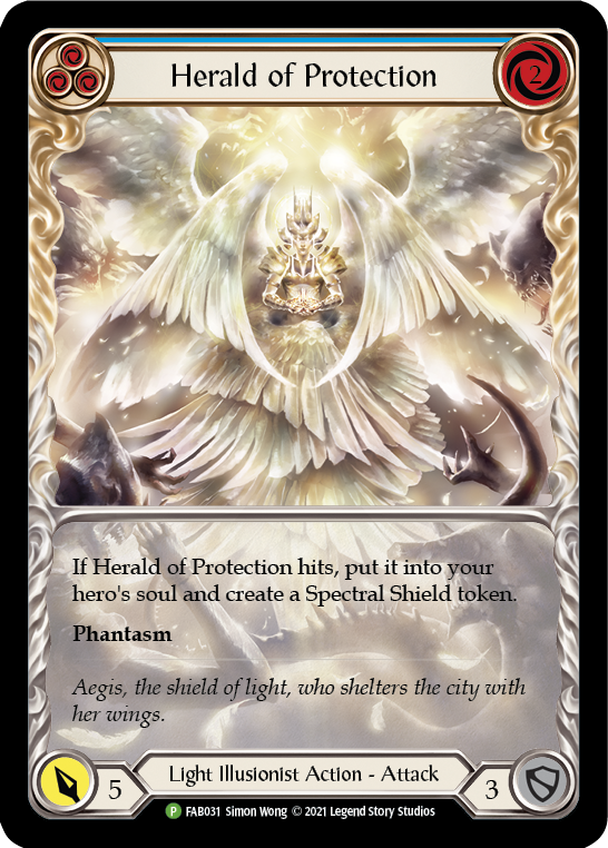 Herald of Protection (Blue Extended Art) [FAB031] (Promo)  Rainbow Foil | L.A. Mood Comics and Games