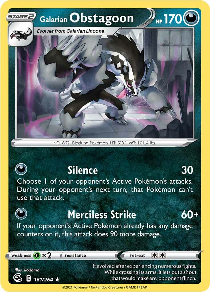 Galarian Obstagoon (161/264) [Sword & Shield: Fusion Strike] | L.A. Mood Comics and Games