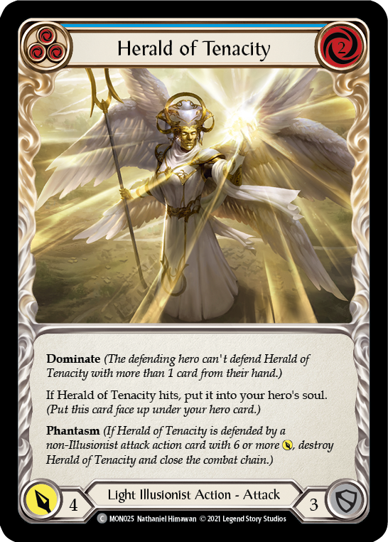 Herald of Tenacity (Blue) [MON025-RF] (Monarch)  1st Edition Rainbow Foil | L.A. Mood Comics and Games