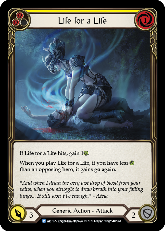 Life for a Life (Yellow) [U-ARC165] (Arcane Rising Unlimited)  Unlimited Normal | L.A. Mood Comics and Games