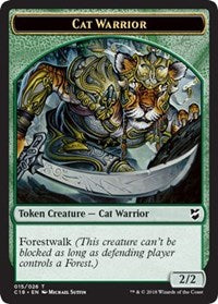 Cat Warrior // Worm Double-Sided Token [Commander 2018 Tokens] | L.A. Mood Comics and Games