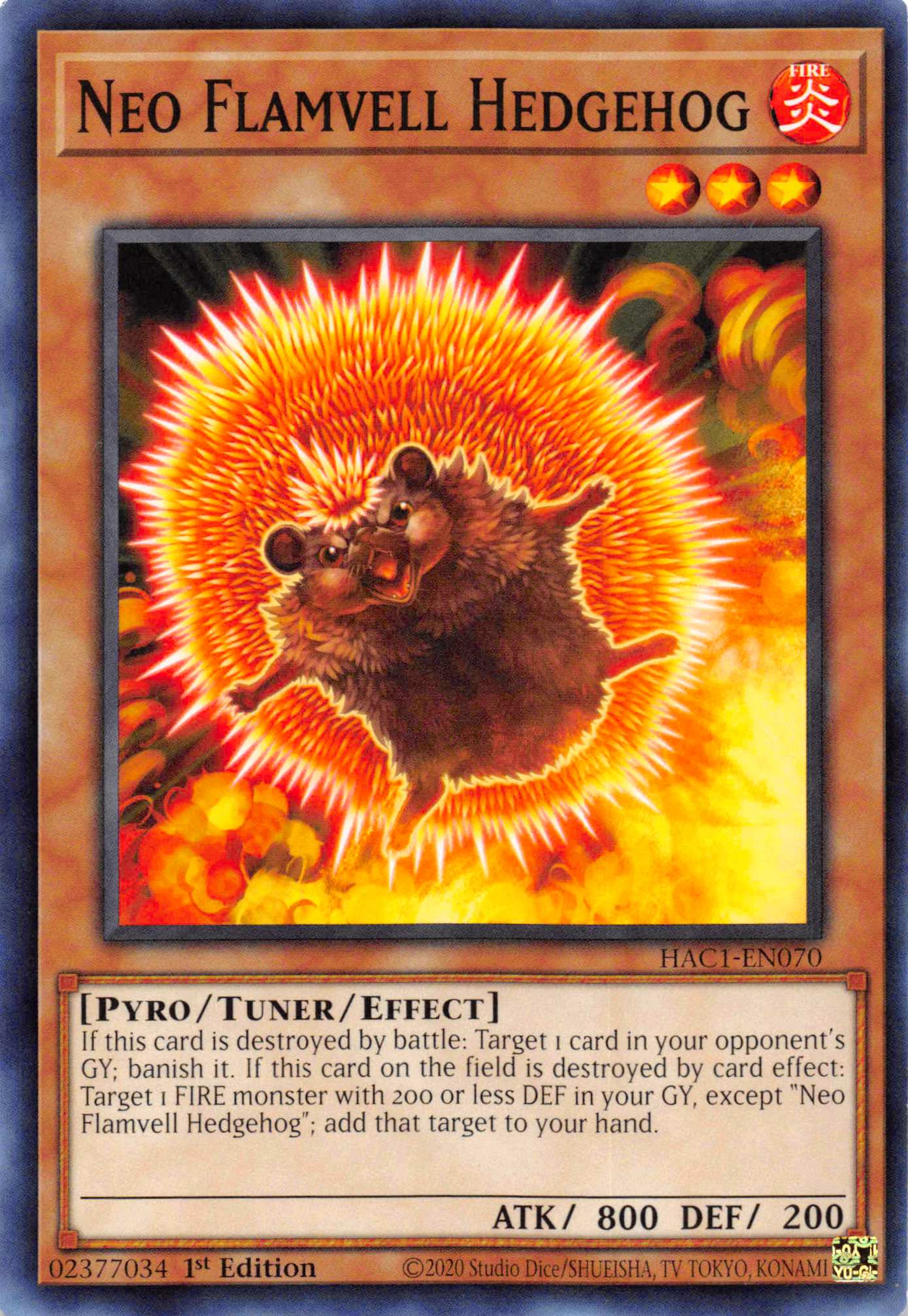 Neo Flamvell Hedgehog [HAC1-EN070] Common | L.A. Mood Comics and Games