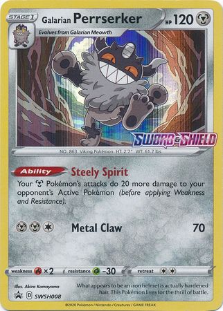 Galarian Perrserker (SWSH008) (Prerelease Promo) [Sword & Shield: Black Star Promos] | L.A. Mood Comics and Games