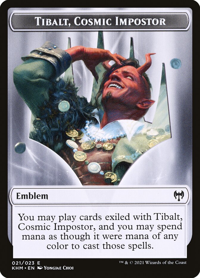 Elf Warrior // Tibalt, Cosmic Impostor Emblem Double-Sided Token [Kaldheim Tokens] | L.A. Mood Comics and Games