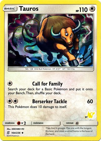 Tauros (164/236) (Pikachu Stamp #37) [Battle Academy 2020] | L.A. Mood Comics and Games