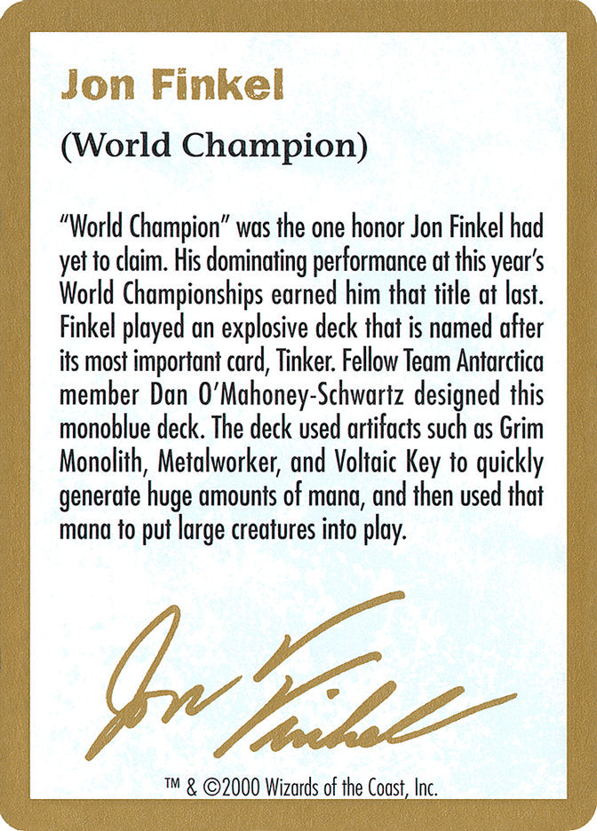 Jon Finkel Bio [World Championship Decks 2000] | L.A. Mood Comics and Games