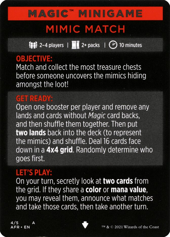 Mimic Match (Magic Minigame) [Dungeons & Dragons: Adventures in the Forgotten Realms Minigame] | L.A. Mood Comics and Games