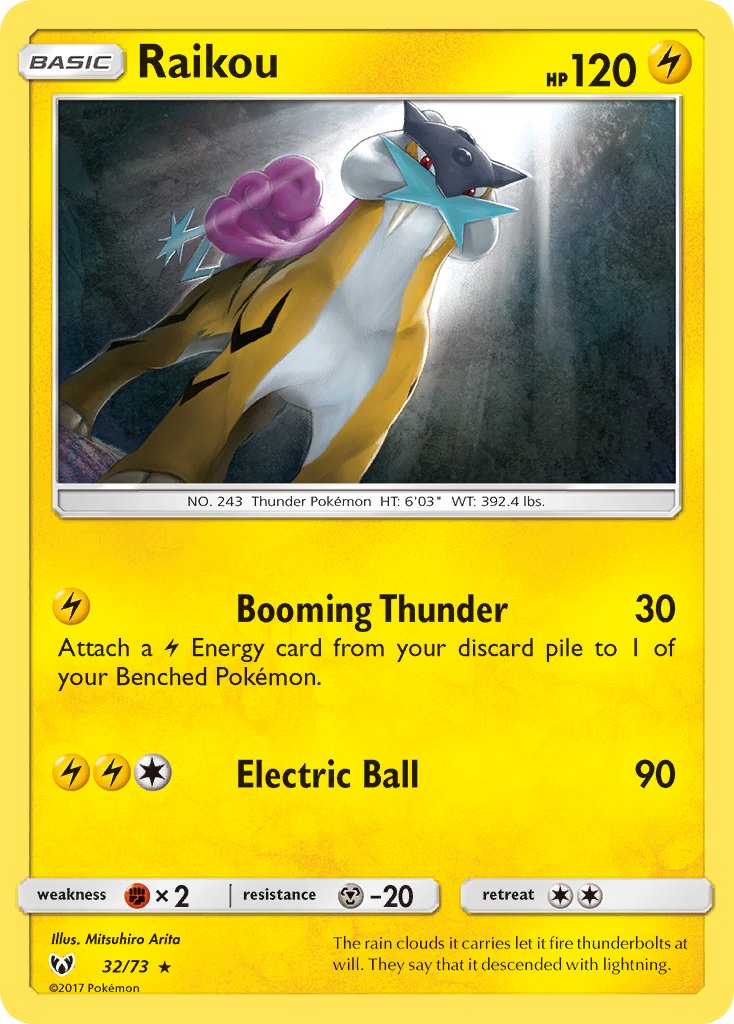 Raikou (32/73) (Lets Play, Pikachu Cracked Ice Holo) (Theme Deck Exclusive) [Sun & Moon: Shining Legends] | L.A. Mood Comics and Games