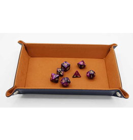 Dice Tray Leatherette & Velvet (Navy w/ Tan) | L.A. Mood Comics and Games