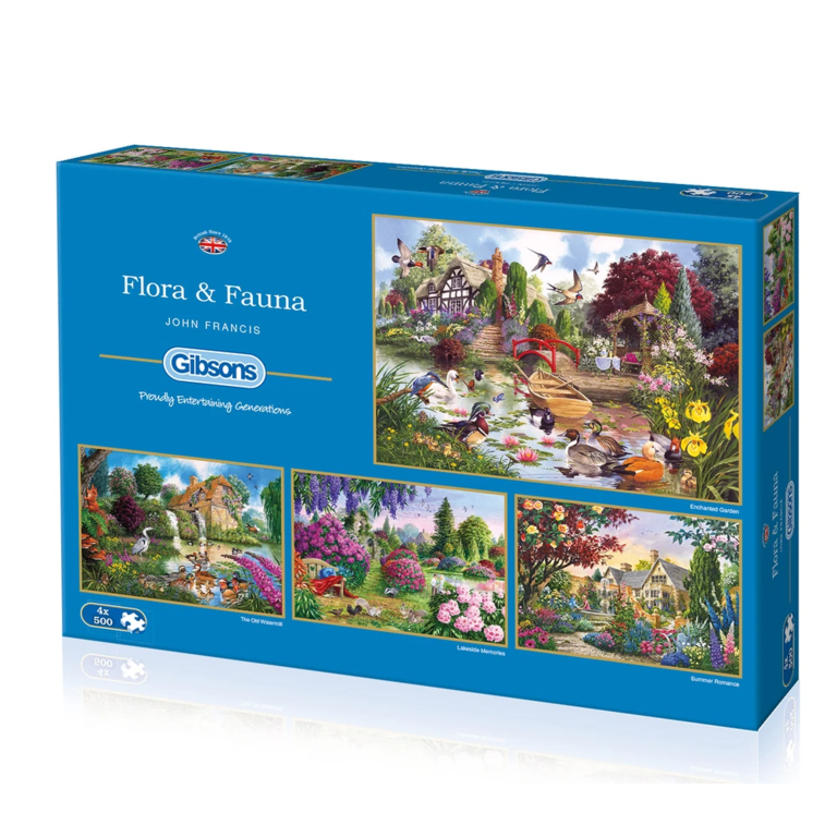 Puzzle: Flora & Fauna (4 Puzzles 500pc each) | L.A. Mood Comics and Games