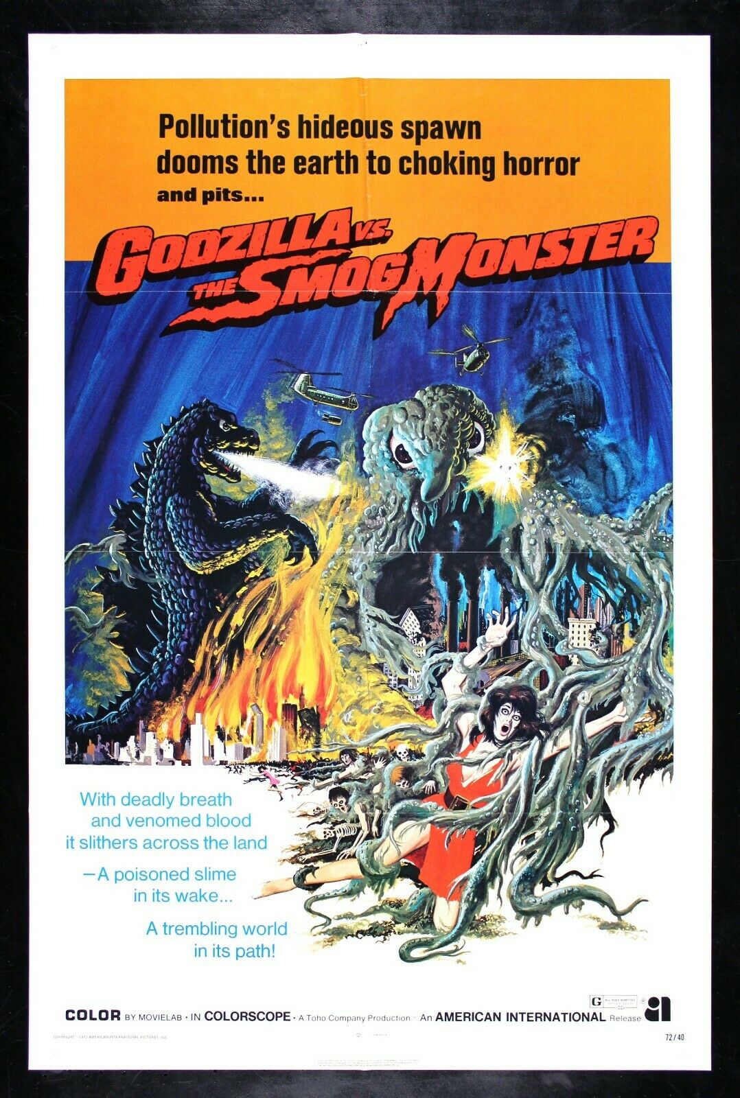 GODZILLA VS THE SMOG MONSTER Orinal MOVIE POSTER HORROR SCI FI 1972 | L.A. Mood Comics and Games