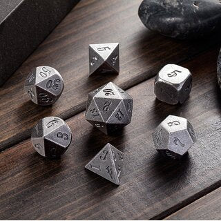 Metal & Enamel Dice Set (7pcs) [Crude Iron] | L.A. Mood Comics and Games