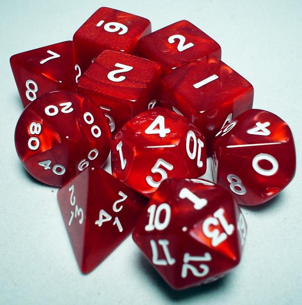 Pearlized 10pc Cube Red/White Dice | L.A. Mood Comics and Games