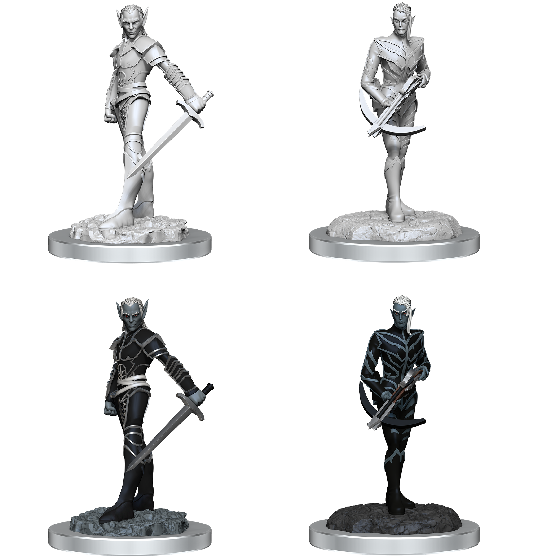 D&D Nolzur's Marvelous Unpainted Miniatures: Wave 18 - Drow Fighters | L.A. Mood Comics and Games