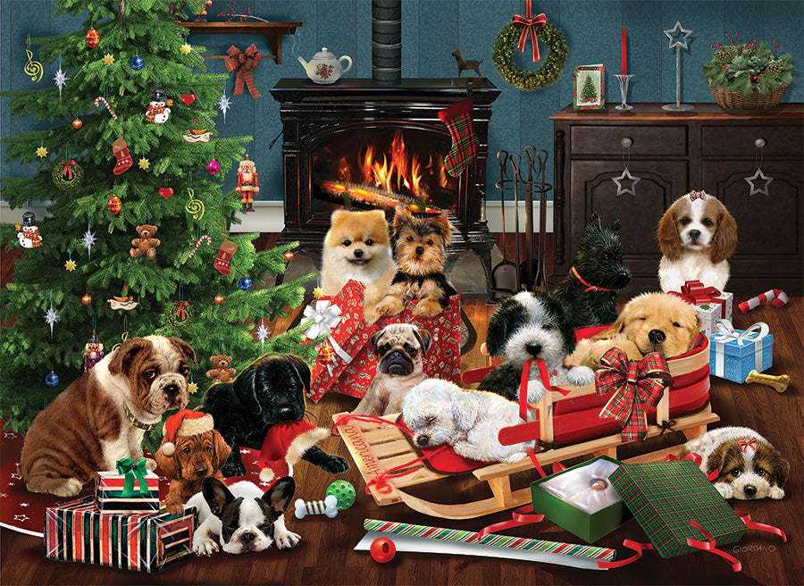 Puzzle 1000pc Christmas Puppies | L.A. Mood Comics and Games