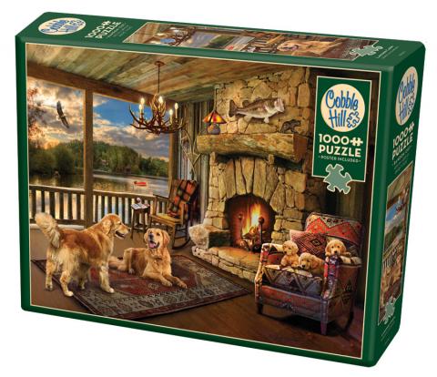 Puzzle 1000pc Lakeside Cabin | L.A. Mood Comics and Games