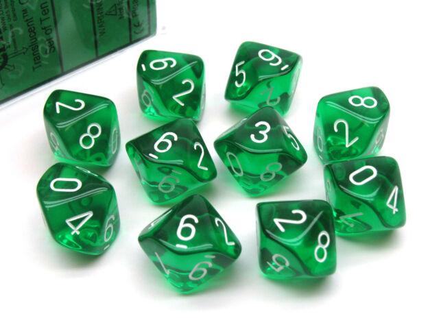 Chessex: Translucent D10 Dice Set | L.A. Mood Comics and Games