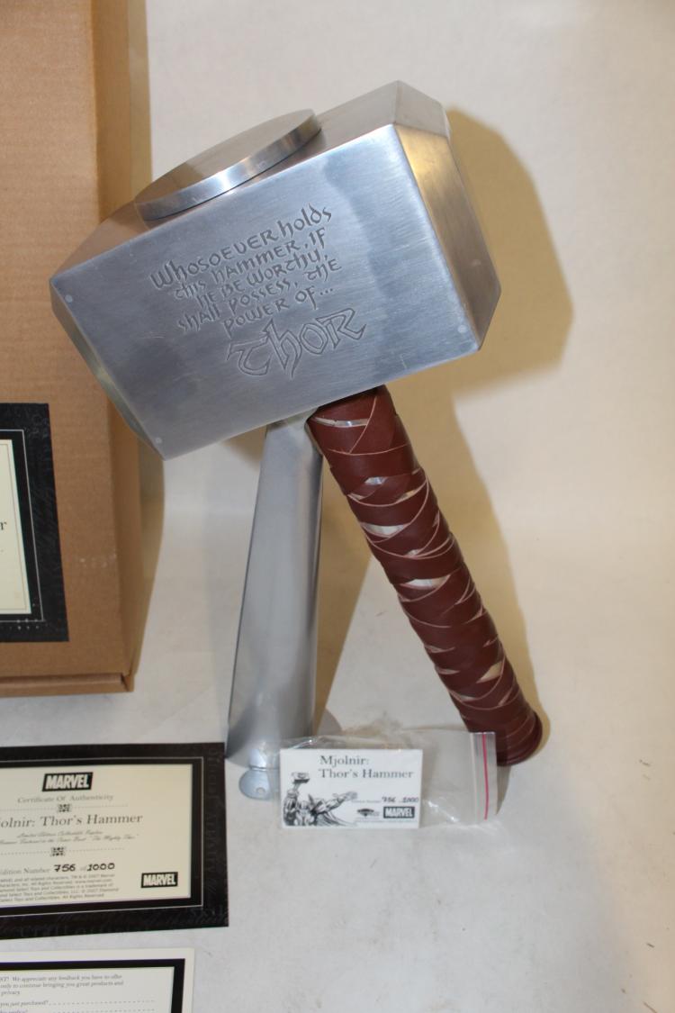 Marvel Mjolnir: Thor's Hammer, Limited Edition collectible replica of the hammer featured in the Comic Book "The Mighty Thor" number 14/1000 | L.A. Mood Comics and Games